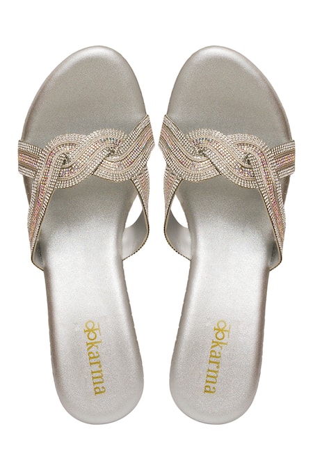 Kkarma Accessories Crystal Embellished Silver Wedges 