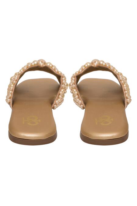 Buy_Kkarma Accessories_Off White Pearls Embellished Flats _Online_at_Aza_Fashions