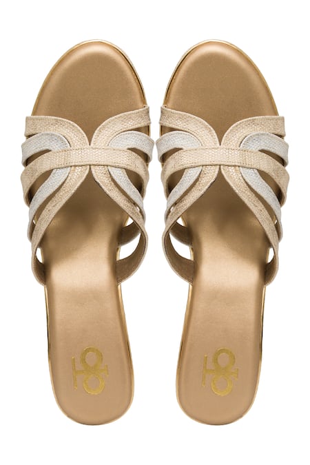 Kkarma Accessories Gold & Silver Shimmery Block Heels 