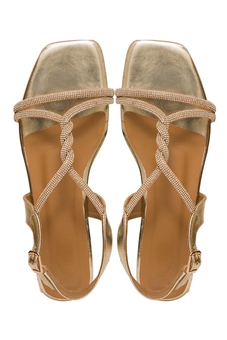 Kkarma Accessories Gold Crystal Embellished Sandals 