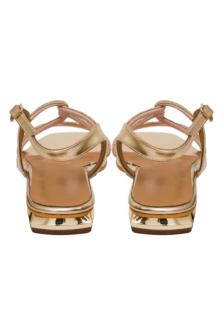 Buy_Kkarma Accessories_Gold Crystals Embellished Sandals _Online_at_Aza_Fashions