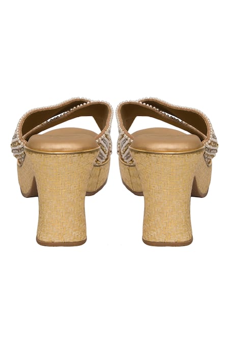 Buy Kkarma Accessories Gold Cut Work, Pearls Cutdana Embellished Heels Online at Aza Fashions Buy_Kkarma Accessories_Gold Cut Work, Pearls Cutdana Embellished Heels _Online_at_Aza_Fashions