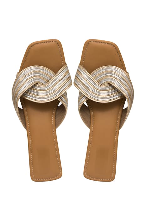 Kkarma Accessories Gold & Silver Criss Cross Knotted Heels 