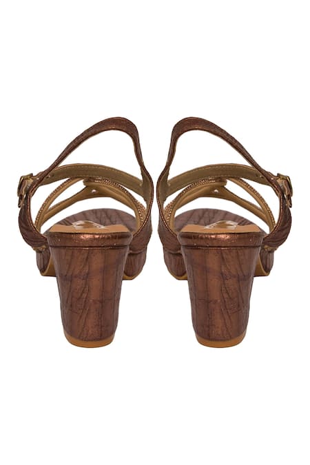 Buy_Kkarma Accessories_Gold Crystals Embellished Block Heel Sandals _Online_at_Aza_Fashions