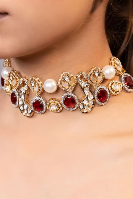 Xago Gold Plated Bird Motif Choker Necklace 