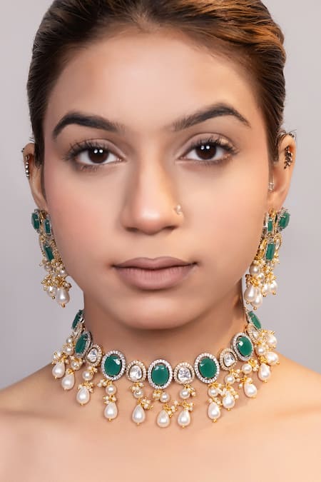 Xago Kundan & Bead Embellished Necklace Set 