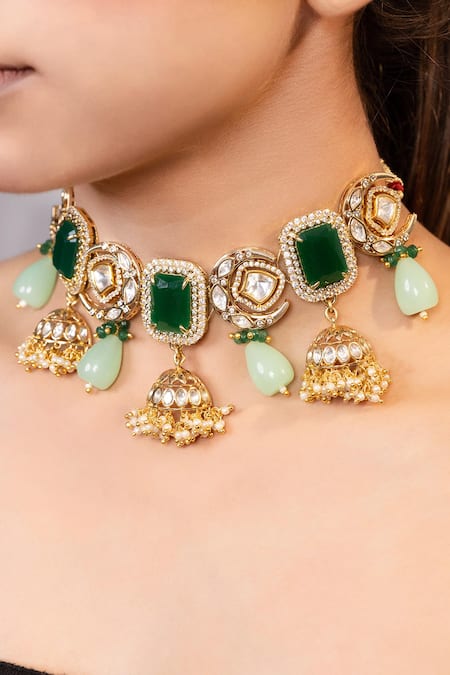 XAGO Kundan Bead Embellished Choker Necklace 