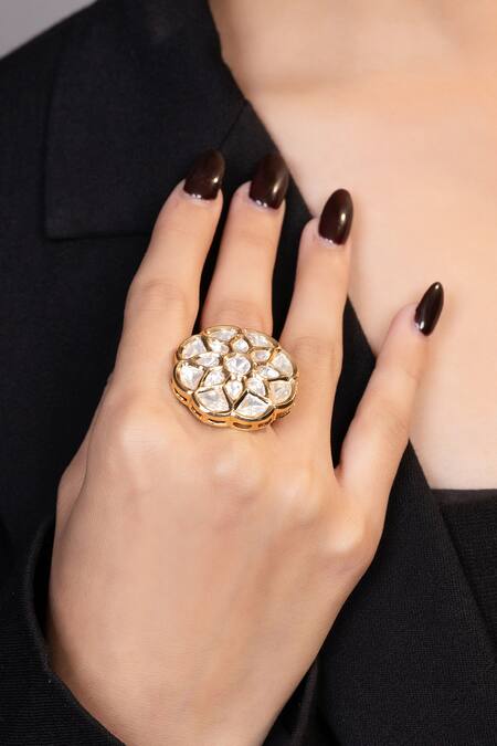 Xago Kundan Studded Adjustable Ring 