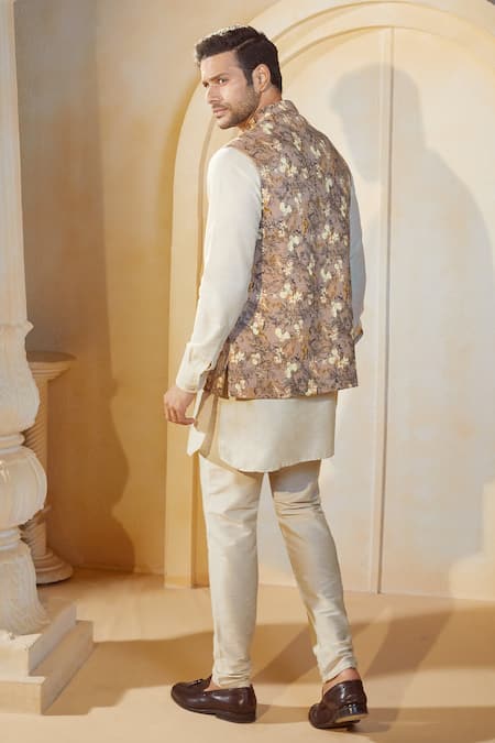 Spring Break X AZA Orchid Botanic Print Bundi Kurta Set 