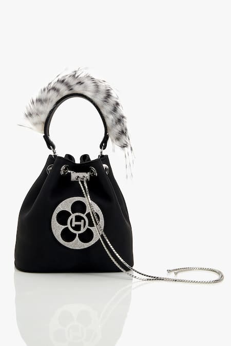 Outhouse Black Faux Suede Bucket Bag 