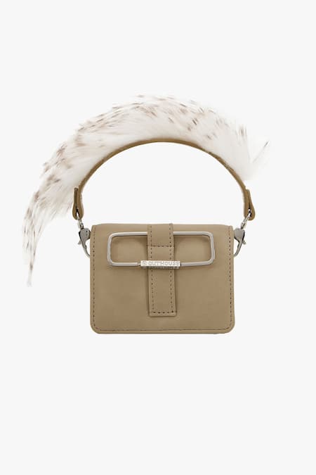 Outhouse Grey Faux Suede Nano Bucket Bag 