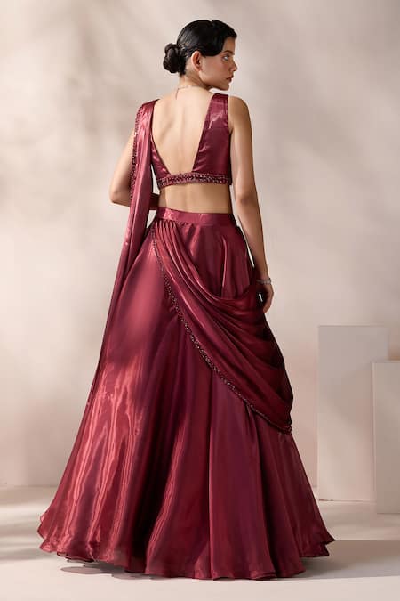 Chaashni By Maansi And Ketan Layered Panel Lehenga Saree 