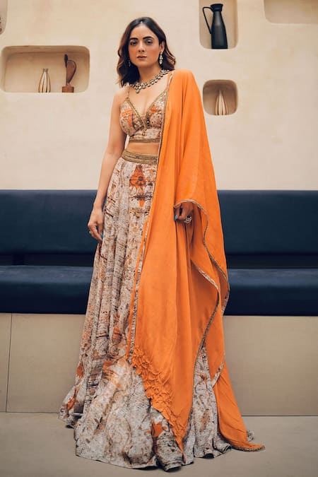 Koswi Abstract Print Lehenga Set 