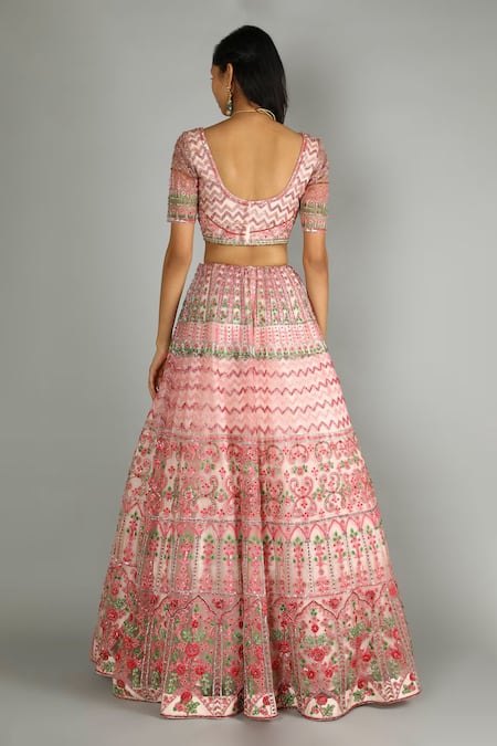 Ronak And Shruti Floral Embroidered Bridal Lehenga Set 