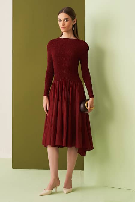 Pleats by Aruni Minsk Crushed Yoke Asymmetric Dress 