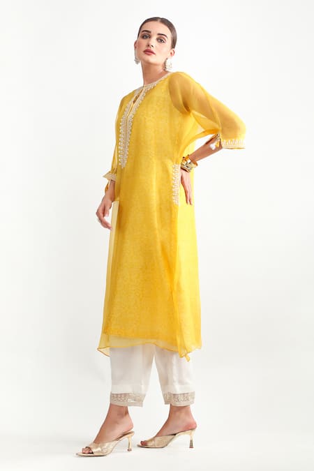 Mehak Talreja Couturre Dori Embroidered Yellow Kurta Set 
