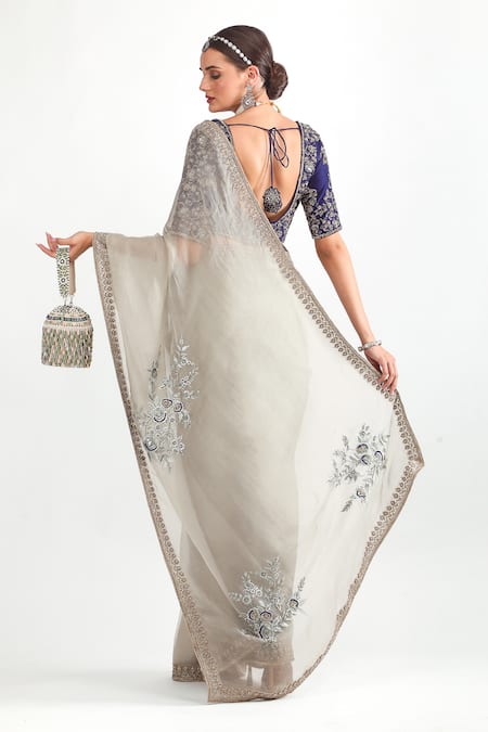 Mehak Talreja Couturre Floral Zardozi Pre-Draped Saree Set 