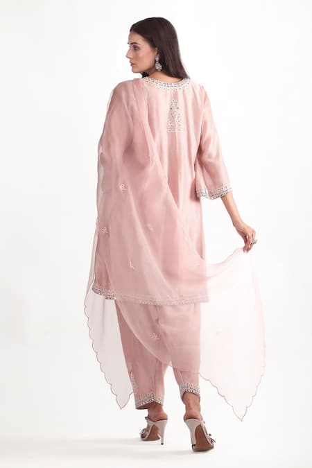 Mehak Talreja Couturre Mirror Embroidered Pink Kurta Set 
