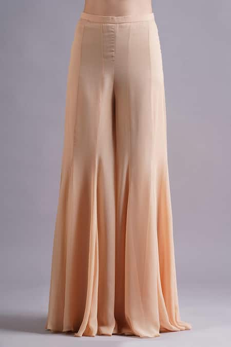 Shop Maisolos Peach Net, Georgette Embroidery Round Neck Floral Blouse And Sharara Set Online at Aza Fashions Shop_Maisolos_Peach Net, Georgette Embroidery Round Neck Floral Blouse And Sharara Set _Online_at_Aza_Fashions