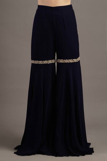 Buy Maisolos Blue Georgette Embroidery Square Neck Rosa Kurti And Sharara Set Online at Aza Fashions Buy_Maisolos_Blue Georgette Embroidery Square Neck Rosa Kurti And Sharara Set _Online_at_Aza_Fashions