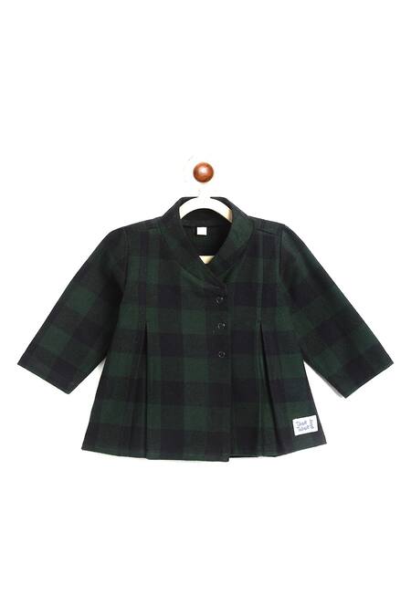Buy_Tiber Taber_Green Cotton Plaid Kimono Top And Pyjama Set _Online_at_Aza_Fashions