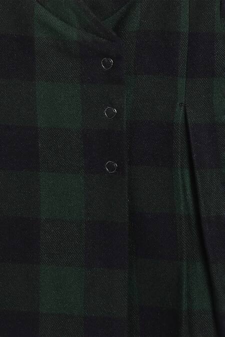 Shop_Tiber Taber_Green Cotton Plaid Kimono Top And Pyjama Set _Online_at_Aza_Fashions