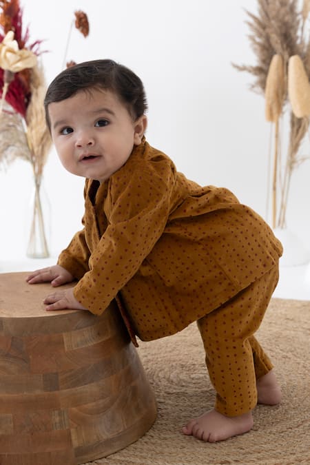 Tiber Taber Polka Dot Woven Kimono Top & Pyjama Set 