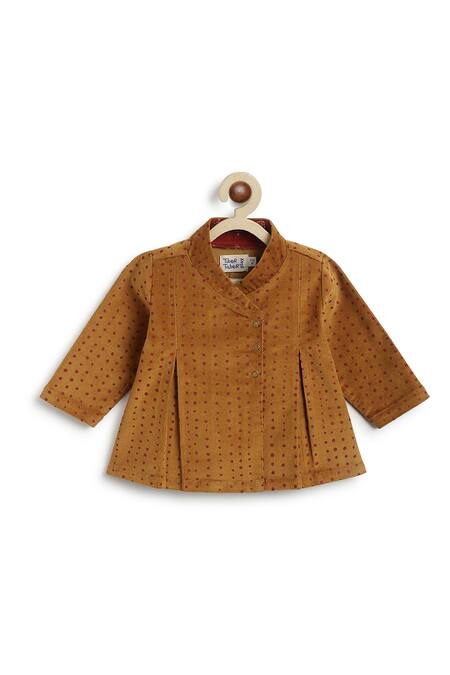 Buy_Tiber Taber_Yellow Cotton Polka Dot Woven Kimono Top And Pyjama Set _Online_at_Aza_Fashions