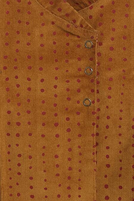 Shop_Tiber Taber_Yellow Cotton Polka Dot Woven Kimono Top And Pyjama Set _Online_at_Aza_Fashions