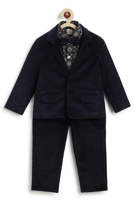 Tiber Taber Navy Cotton Blue Geometric Print Blazer Set Online at Aza Fashions Tiber Taber_Navy Cotton Blue Geometric Print Blazer Set_Online_at_Aza_Fashions