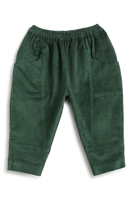 Tiber Taber Green Cotton Ruffles Geometric Print Jacket Pant Set at Aza Fashions Tiber Taber_Green Cotton Ruffles Geometric Print Jacket Pant Set_at_Aza_Fashions