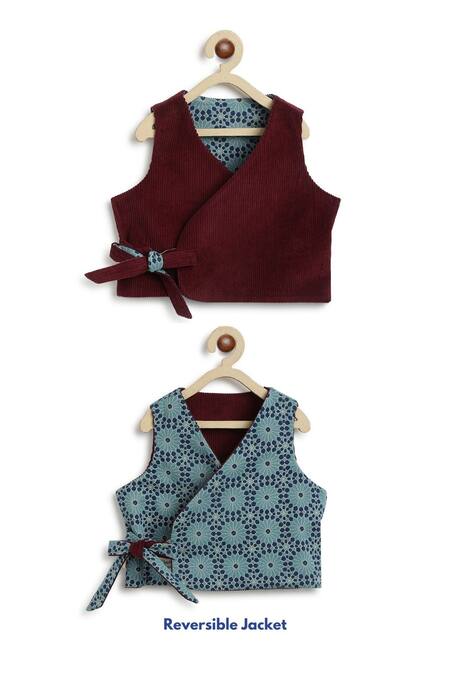 Shop Tiber Taber White Cotton Geometric Print Reversible Jacket Set Online at Aza Fashions Shop_Tiber Taber_White Cotton Geometric Print Reversible Jacket Set _Online_at_Aza_Fashions