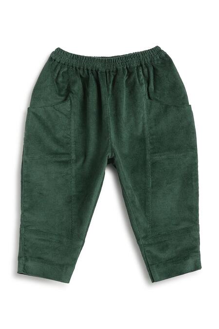 Tiber Taber Green Cotton Frill Pleated Jacket Pant Set at Aza Fashions Tiber Taber_Green Cotton Frill Pleated Jacket Pant Set _at_Aza_Fashions