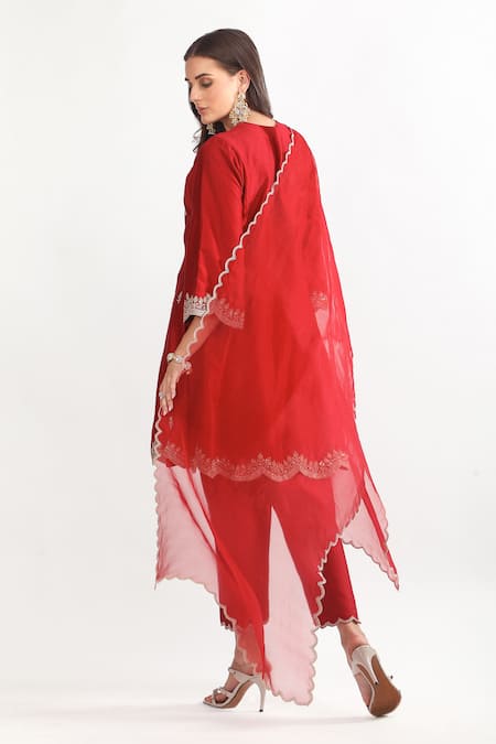 Mehak Talreja Couturre Zari Embroidered Red Anarkali Set 