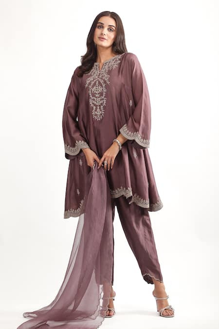 Mehak Talreja Couturre Zari Embroidered Anarkali & Tulip Pant Set 