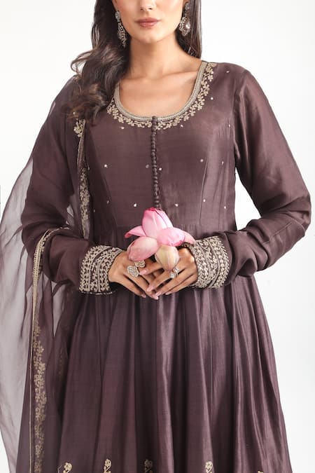 Mehak Talreja Couturre Purple Chanderi, Organza Diamonds Round Neck Dori Embroidered Anarkali Set Online at Aza Fashions Mehak Talreja Couturre_Purple Chanderi, Organza Diamonds Round Neck Dori Embroidered Anarkali Set _Online_at_Aza_Fashions