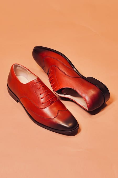 Shop_Dmodot_Red Blake Stitch Oxfords _at_Aza_Fashions