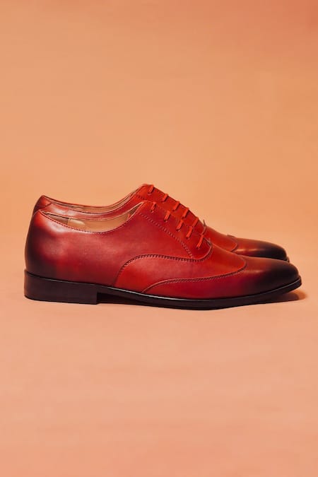 Dmodot_Red Blake Stitch Oxfords _Online_at_Aza_Fashions