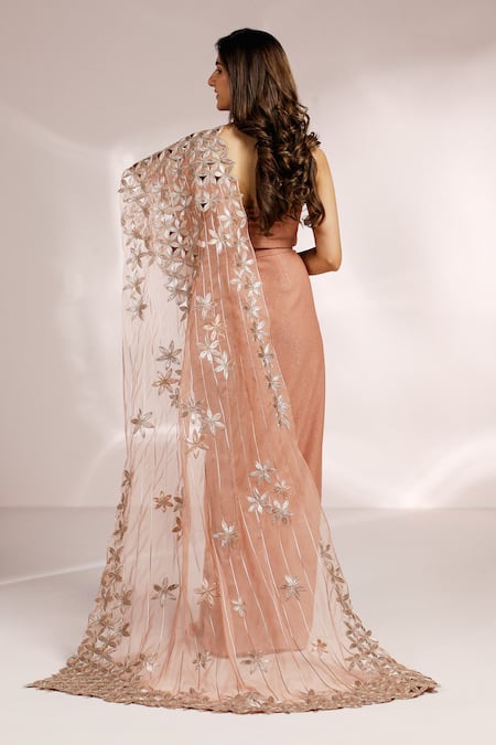 Label Moni K Wave Embroidered Bustier & Draped Skirt Set 