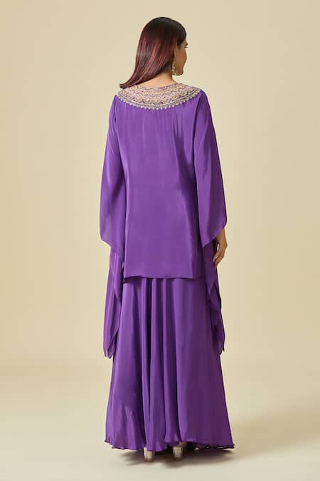 Samyukta Singhania Tribal Embroidered Purple Kaftan Set 