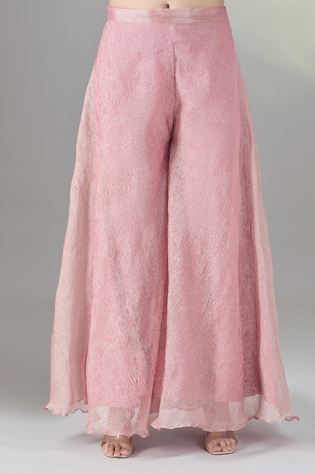 Samyukta Singhania_Blue Organza, Net Embroidery V-neck Scenic Hand Kurta Set _at_Aza_Fashions