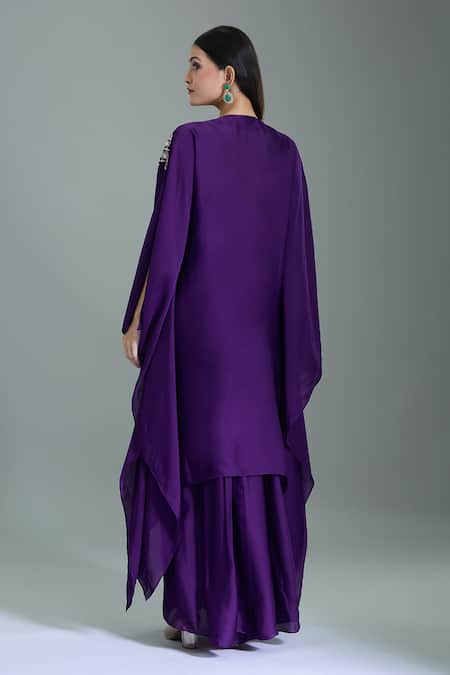Samyukta Singhania Hand Embroidered Purple Kaftan Set 