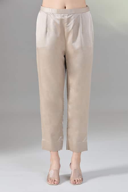 Buy Prisho Beige Tissue Sequins Round Neck 3d Flower Embroidered Kaftan Set Buy_Prisho_Beige Tissue Sequins Round Neck 3d Flower Embroidered Kaftan Set