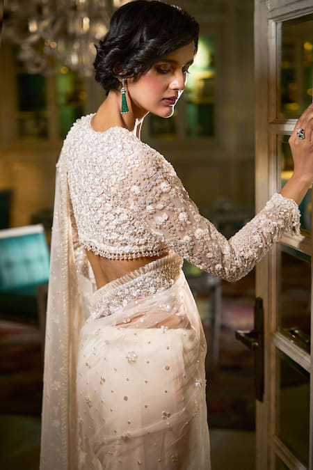 Seema Gujral Embroidered Floral Saree With Blouse 