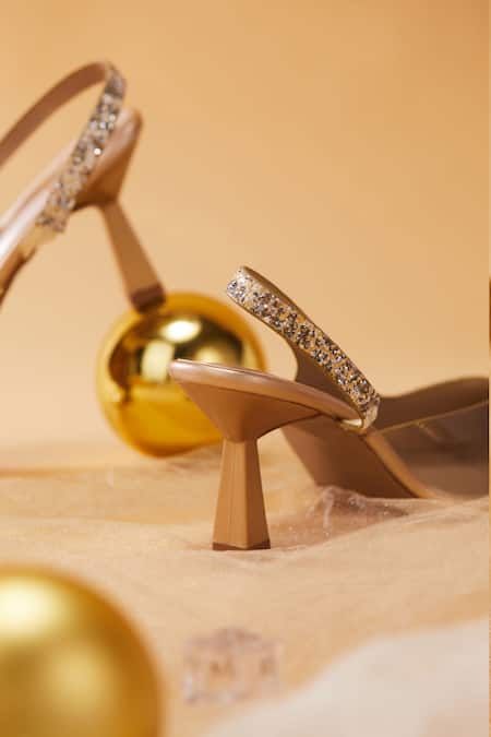 Buy_House Of Vian_Gold Glitter Shimmer Designer Heels_Online_at_Aza_Fashions