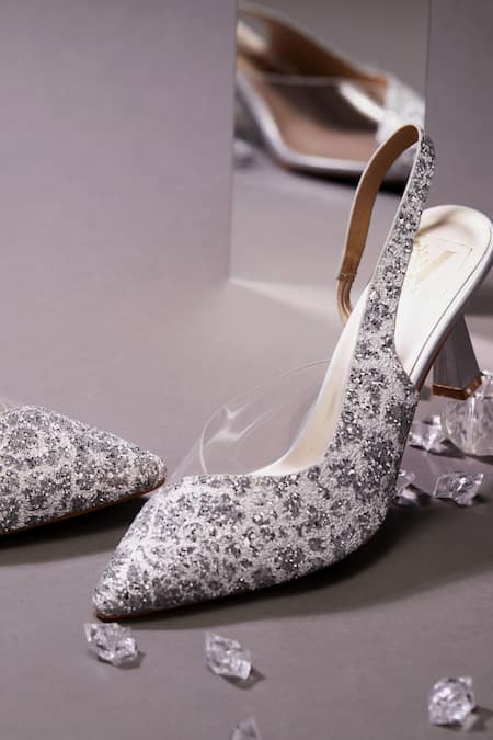 Shop House Of Vian Silver Glitter Pointed Toe Shimmer Heels at Aza Fashions Shop_House Of Vian_Silver Glitter Pointed Toe Shimmer Heels _at_Aza_Fashions