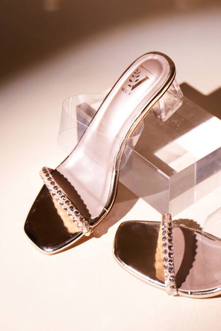 House Of Vian Gold Stones, Smocking Swarovski Crystal Strap Heels Online at Aza Fashions House Of Vian_Gold Stones, Smocking Swarovski Crystal Strap Heels _Online_at_Aza_Fashions