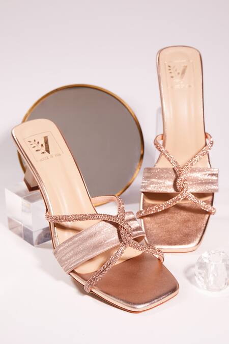House Of Vian Rose Gold Stones Swarovski Crystal Embellished Heels Online at Aza Fashions House Of Vian_Rose Gold Stones Swarovski Crystal Embellished Heels _Online_at_Aza_Fashions