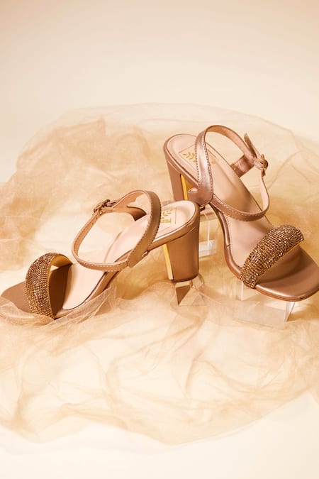 Shop House Of Vian Gold Smocking, Stones Swarovski Crystal Heels at Aza Fashions Shop_House Of Vian_Gold Smocking, Stones Swarovski Crystal Heels _at_Aza_Fashions