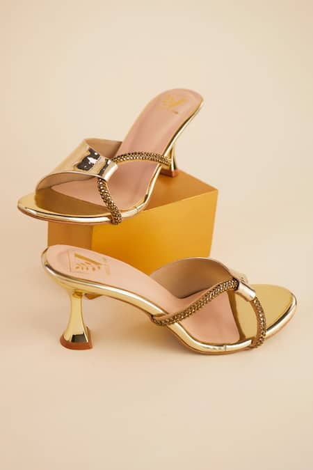 House of Vian Gold Crystal Embellished Heels 